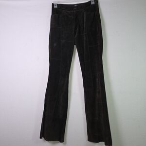 VTG Y2K Maxima Wilsons 100% Suede Leather Patchwork Flare Pants  Women’s Size 10
